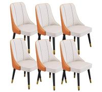 Widppsopt Chaises de Salle à Manger Haut de Gamme, Ensemble de 6 chaises de Cuisine en Cuir Microfibre, chaises de Salon, chaises de comptoir, Pieds en Bois, Dossier