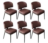 Widppsopt Chaises de Salle à Manger KitchenSet de 6 avec Pieds en métal pour Chambre à Coucher, Restaurant, Chaise d'appoint rembourrée en Similicuir (Marron)
