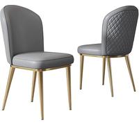 Widppsopt Chaises de Salle à Manger Modern Home - Lot de 2 chaises d'angle pour Salon, Cuisine et comptoir avec Pieds en métal doré (Gris)