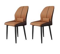 Widppsopt Chaises de Salle à Manger Modernes à Dossier Haut, Ensemble de 2 fauteuils en Cuir avec Cadre en métal, Chaise d'appoint pour Cuisine et Salon (Orange + Marron).