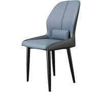 Widppsopt Chaises de Salle à Manger Modernes à Dossier Haut, Fauteuil en Cuir avec Cadre en métal, Chaise d'appoint pour Cuisine et Salon (Bleu et Gris)