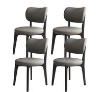 Widppsopt Chaises de Salle à Manger Modernes en Bois du Milieu du siècle, Lot de 2/4/6, Coussins Ronds en Similicuir, Bois Massif, pour Cuisine, Salle à Manger, Salon, Chambre à Coucher, Bureau (Noir