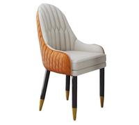 Widppsopt Chaises de Salle à Manger, rembourrées, Style Milieu du siècle, avec Assise en Similicuir et Pieds en métal (Beige Orange)