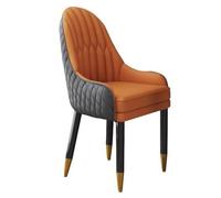 Widppsopt Chaises de Salle à Manger, rembourrées, Style Milieu du siècle, avec Assise en Similicuir et Pieds en métal (Orange/Gris foncé)