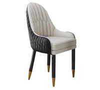 Widppsopt Chaises de Salle à Manger, rembourrées, Style Milieu du siècle, avec Assise en Similicuir et Pieds en métal (Beige Noir)