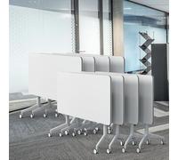 Widppsopt Conference Room Table, 2-10 People Folding Conference Tables with Wheels, White Flip Top Large Rectangular Meeting Seminar Desk (8, 70.8" Lx23.6 Wx29.58 H)