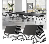 Widppsopt Conference Room Table-Foldable Conference Tables,Flip Top Mobile Training Desk,Modern Conference Desk with Silent Wheels Seats 4-12 People Office(6PCS 47.2in)