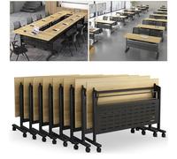 Widppsopt Conference Table Foldable 6ft, Rectangular Meeting Room Tables with Silent Caster Wheels, Mobile Conference Room Desk, Metal Frame, Large Folding Desk for Study Working