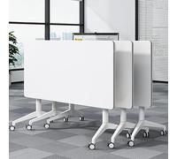 Widppsopt Conference Table, Folding Conference Room Desk with Flip-Top Design, Mobile Seminars Dynamic Meetings Training Tables for Offices, Classrooms, and Meeting Room(White, 55.1×15.7×29.5in)