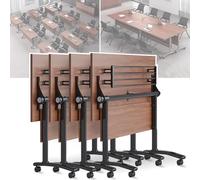 Widppsopt Conference Table, Folding Conference Room Rectangle, Modern Mobile Meeting Room Flip Top Wood Desk, Training Table for Meeting Classroom Study.(4PCS 47.2in)