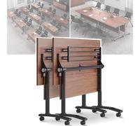 Widppsopt Conference Table, Folding Conference Room Rectangle, Modern Mobile Meeting Room Flip Top Wood Desk, Training Table for Meeting Classroom Study.(2PCS 47.2in)