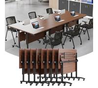 Widppsopt Conference Table, Folding Conference Room Tables with Flip-Top Design, Mobile Seminars Dynamic Training Desk, Modern Rectangle Meeting Desk for Office Training Room Classroom (8pcs 70.8in)