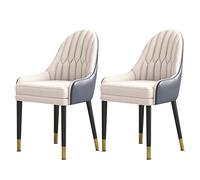Widppsopt Ensemble de 2 chaises de Salle à Manger, Meubles de Cuisine, sièges Souples à Dossier Haut en Cuir synthétique Moderne, Pieds en Bois Massif pour Salons (F)