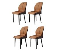 Widppsopt Ensemble de 4 chaises de Salle à Manger, Fauteuil Moderne à Dossier Haut en Cuir avec Cadre en métal, Chaise d'appoint pour Cuisine et Salon (Orange + Marron).
