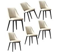 Widppsopt Ensemble de 6 chaises de Salle à Manger en Cuir, Blanches, avec Dossier Ergonomique et Pieds en métal, idéales pour la Cuisine, Le comptoir, Le Salon ou la réception.