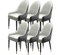 Widppsopt Ensemble de 6 chaises de Salle à Manger et de Cuisine en Cuir Microfibre, Assise rembourrée et Pieds en Bois Modernes, fauteuils d'appoint (Gris Clair + Noir)