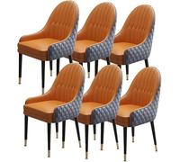 Widppsopt Ensemble de 6 chaises de Salle à Manger et de Cuisine en Cuir Microfibre, Assise rembourrée et Pieds en Bois Modernes, accoudoirs décoratifs (Orange, Jaune et Gris Ciment)