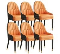Widppsopt Ensemble de 6 chaises de Salle à Manger et de Cuisine, en Cuir Microfibre, Pieds en Bois, siège Ergonomique, Chaise de Bureau (Orange, Jaune et Noir)