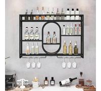 Widppsopt Étagère à vin Murale, étagère de présentation pour Bouteilles d'alcool éclairée par LED, étagères de Bar pour Bouteilles d'alcool, Support pour Verres à vin, étagères de Rangement