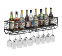 Widppsopt Étagère à vin Murale, étagère de Rangement Murale pour Bar, étagère à vin avec Support pour Verres à Pied, étagères flottantes pour Cuisine, Salle à Manger, Bar (Taille : 80 x 20 x 17 cm)