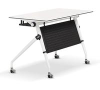 Widppsopt Foldable Conference Table with Silent Caster Wheels Rectangular Meeting Room Tables for Mobile Conference Room
