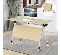 Widppsopt Folding Conference Room Table Combinable Trapezoidal Conference Table,Mobile Flip Top Training Desk with Silent Wheels, Multifunction Modular Desk for Office Meeting Room (2pcs)