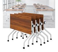 Widppsopt Folding Conference Room Table, Flip Top Mobile Meeting Office Training Room Desk with Wheel, Modern Training Meeting Seminar Classroom Tables(V 4Pack 63 x 23.6 x 29.5inch)
