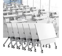 Widppsopt Folding Conference Room Table, Flip Top Mobile Meeting Office Training Room Desk with Wheel, Modern Training Meeting Seminar Classroom Tables(Q 6Pack 47.2 x 23.6 x 29.5inch)