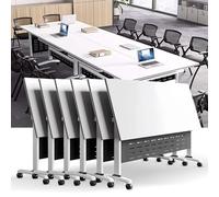 Widppsopt Folding Conference Room Table, Flip Top Mobile Meeting Office Training Room Desk with Wheel, Modern Training Meeting Seminar Classroom Tables(E 6Pack 47.2 x 23.6 x 29.5inch)