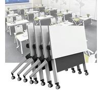 Widppsopt Folding Conference Room Table, Flip Top Mobile Meeting Office Training Room Desk with Wheel, Modern Training Meeting Seminar Classroom Tables(R 4Pack 63 x 23.6 x 29.5inch)
