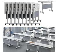 Widppsopt Folding Conference Room Table, Flip Top Mobile Meeting Office Training Room Desk with Wheel, Modern Training Meeting Seminar Classroom Tables(O 8Pack 63 x 23.6 x 29.5inch)