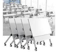 Widppsopt Folding Conference Room Table, Flip Top Mobile Meeting Office Training Room Desk with Wheel, Modern Training Meeting Seminar Classroom Tables(Q 4Pack 47.2 x 23.6 x 29.5inch)