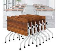 Widppsopt Folding Conference Room Table, Flip Top Mobile Meeting Office Training Room Desk with Wheel, Modern Training Meeting Seminar Classroom Tables(V 6Pack 47.2 x 23.6 x 29.5inch)