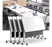 Widppsopt Folding Conference Room Table, Flip Top Mobile Meeting Office Training Room Desk with Wheel, Modern Training Meeting Seminar Classroom Tables(E 4Pack 47.2 x 23.6 x 29.5inch)