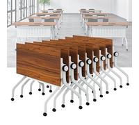 Widppsopt Folding Conference Room Table, Flip Top Mobile Meeting Office Training Room Desk with Wheel, Modern Training Meeting Seminar Classroom Tables(V 8Pack 63 x 23.6 x 29.5inch)