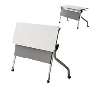 Widppsopt Folding Conference Room Tables, Conference Training Rooms Flip Top Mobile Training Table, Easy Assemble & Space Saving, Modern Rectangle Meeting Seminar Desk for Home Office Classr