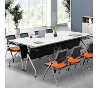 Widppsopt Folding Conference Room Tables, Flip Top Mobile Training Table with Silent Wheels, Modern Large Mobile Meeting Desk, Rectangle Desk for Home Office