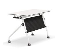 Widppsopt Folding Conference Room Tables, Flip Top Mobile Training Table with Silent Wheels, Modern Large Mobile Meeting Desk, Rectangle Desk for Home Office