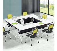 Widppsopt Folding Conference Room Tables, Flip Top Mobile Training Table with Silent Wheels, Modern Large Mobile Meeting Desk, Rectangle Desk for Home Office