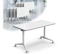 Widppsopt Folding Conference Table for 2-10 People,Mobile Meeting Desk with Caster Wheels Large Rectangle Meeting Seminar Desk Conference Table for School Restaurant
