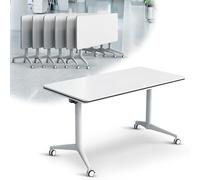Widppsopt Folding Conference Table for 2-10 People,Mobile Meeting Desk with Caster Wheels Large Rectangle Meeting Seminar Desk Conference Table for School Restaurant