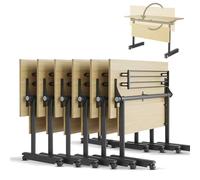 Widppsopt Folding Conference Table, Modern Conference Room Table Mobile Training Table with Wheels,Flip Top Large Modular Meeting Table Seminar Table for Office Training Classroom(6pack 47.2in)