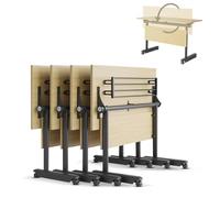 Widppsopt Folding Conference Table, Modern Mobile Training Desk with Wheels,Flip Top Large Modular Meeting Desk Seminar Table for Office Training Classroom(4pack 61in)