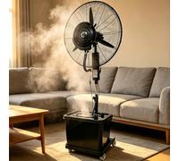 Widppsopt Grand Format Ventilateur Brumisateur 42L - Ventilateur sur Pied Industriel Haute Vitesse, Oscillation 90°, 3 Vitesses, Hauteur 160-200cm - Refroidissement Extérieur Patio, Atelier, Serre