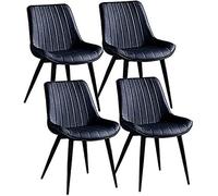 Widppsopt Lot de 4 chaises de Salle à Manger Vintage avec Assise et Dossier épais en Similicuir et Pieds en métal pour Cuisine, Salon, Restaurant, hôtel (Noir)