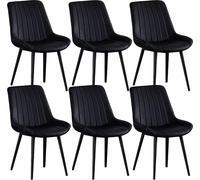 Widppsopt Lot de 6 chaises de Salle à Manger Modernes de Style Milieu du siècle avec assises rembourrées en polyuréthane et Pieds en métal - Meubles élégants pour Salle à Manger et Salon