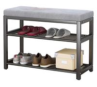 Widppsopt Meuble à chaussures Banc de rangement à l'extrémité du lit Banc à chaussures Cadre simple en fer forgé, le tabouret à langer à la porte dispose d'un coussin confortable, support (couleur