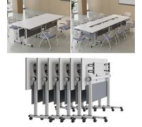 Widppsopt Mobile Conference Room Table, Mobile Rectangular Meeting Room Tables, Modern Desk Modern Office Boardroom Desk for Study Working