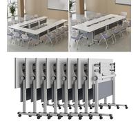 Widppsopt Mobile Conference Room Table, Mobile Rectangular Meeting Room Tables, Modern Desk Modern Office Boardroom Desk for Study Working
