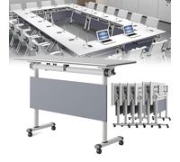 Widppsopt Mobile Conference Room Table with Large Folding Modern Desk for Office Boardroom Meetings